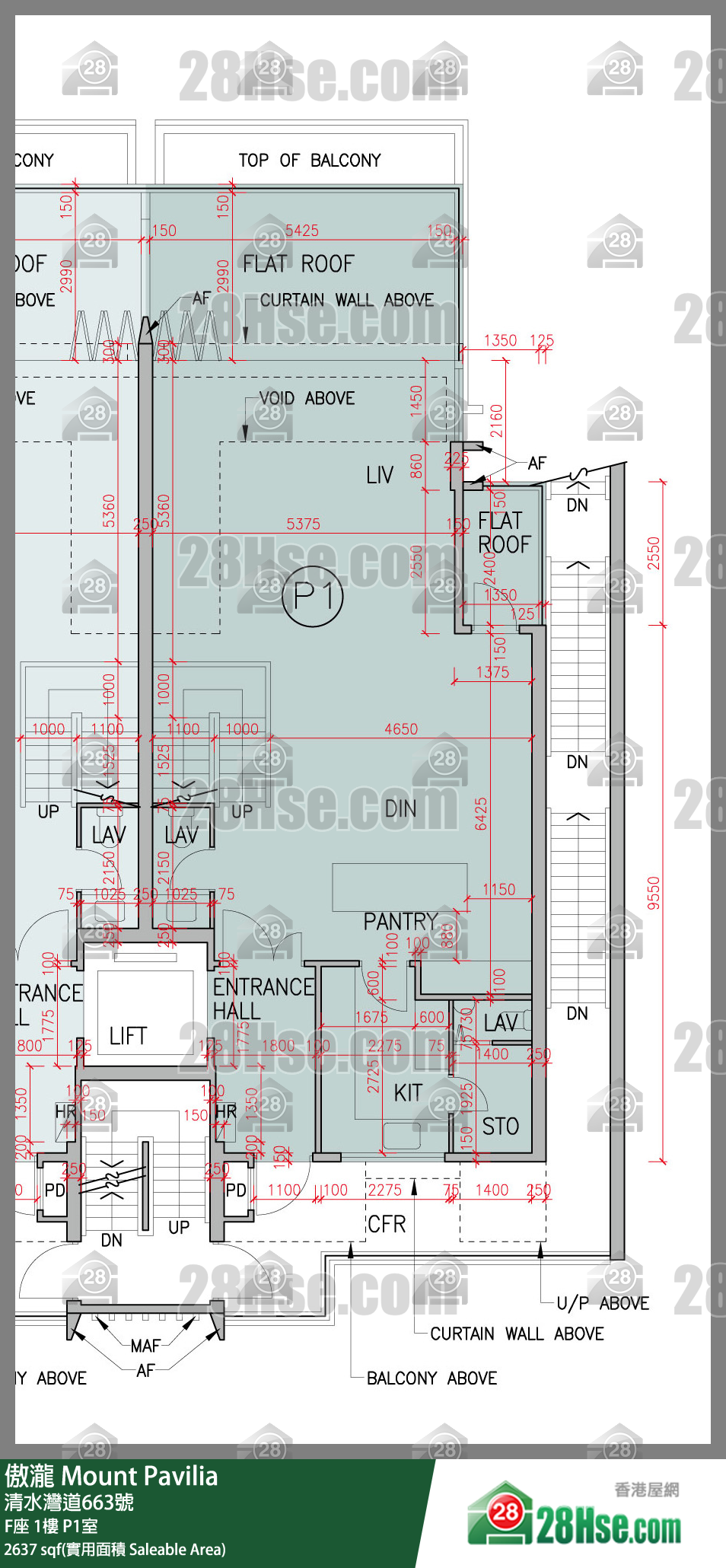 傲瀧 F座1樓 P1室 平面圖