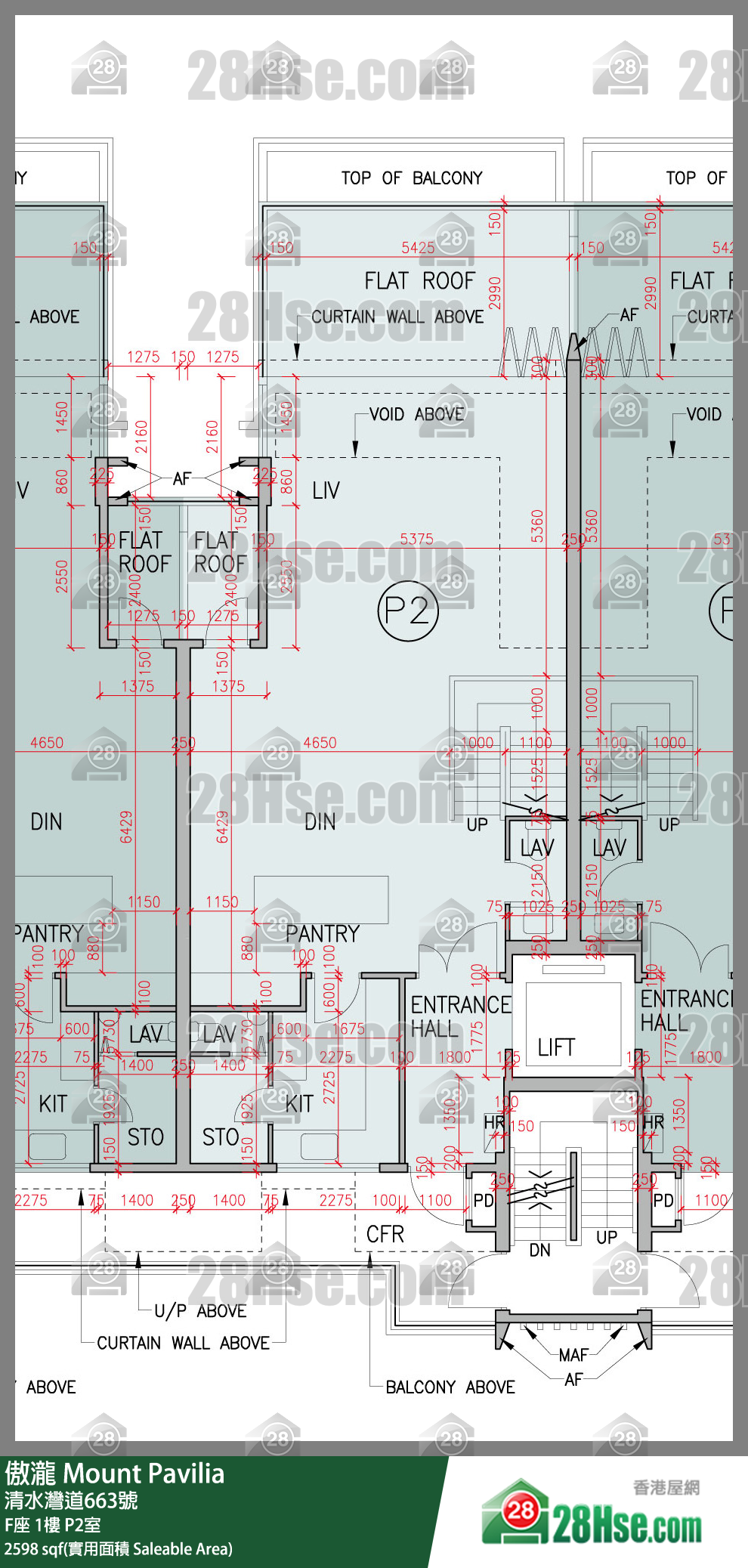 傲瀧 F座1樓 P2室 平面圖