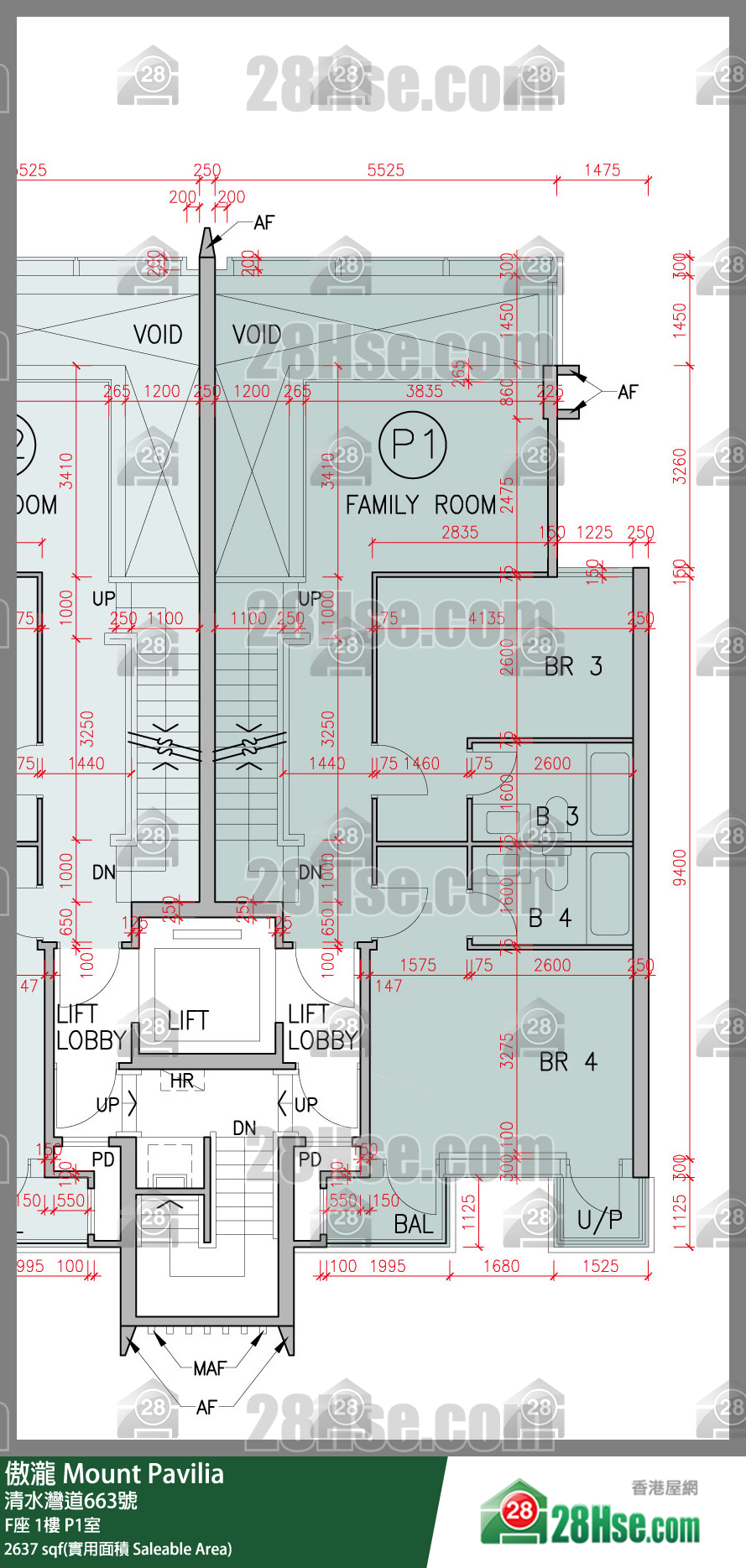 傲瀧 F座1樓 P1室 平面圖