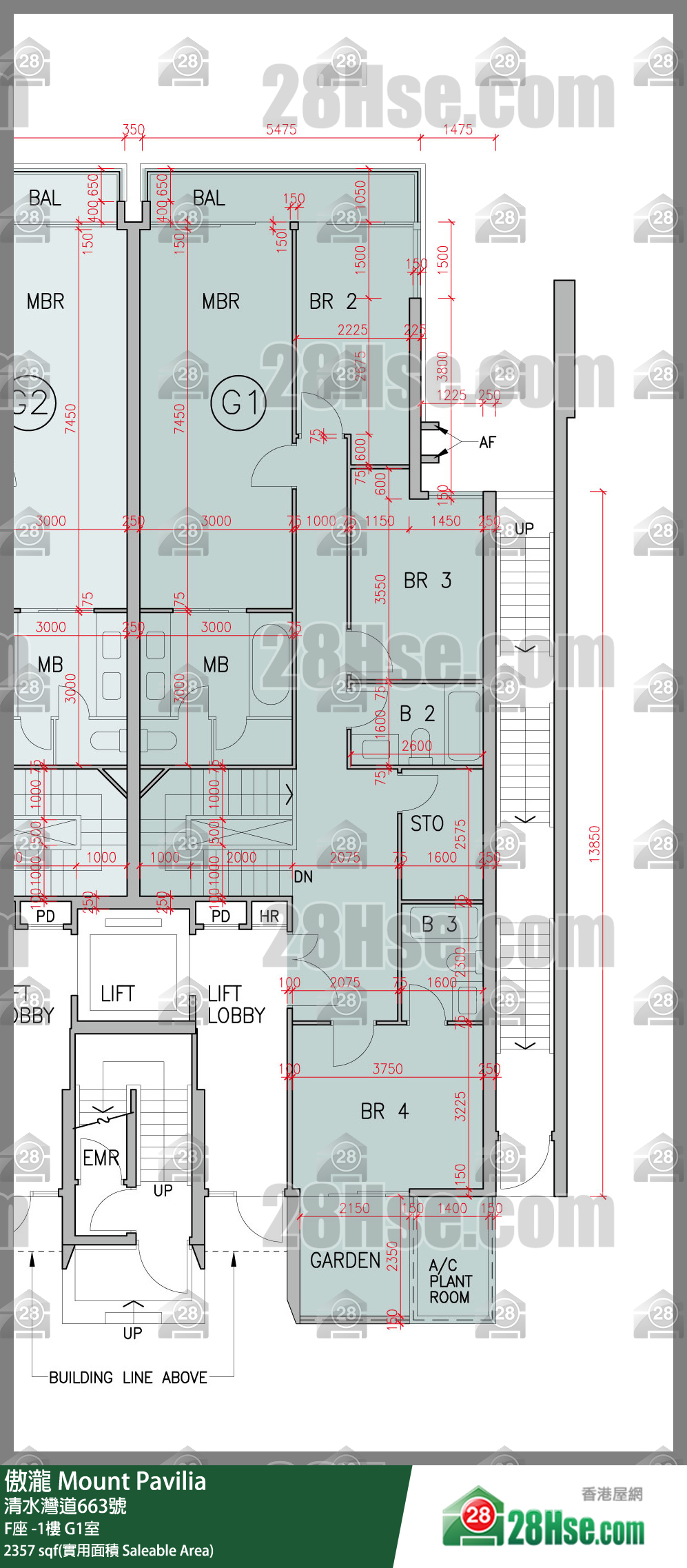 傲瀧 F座LG樓 G1室 平面圖
