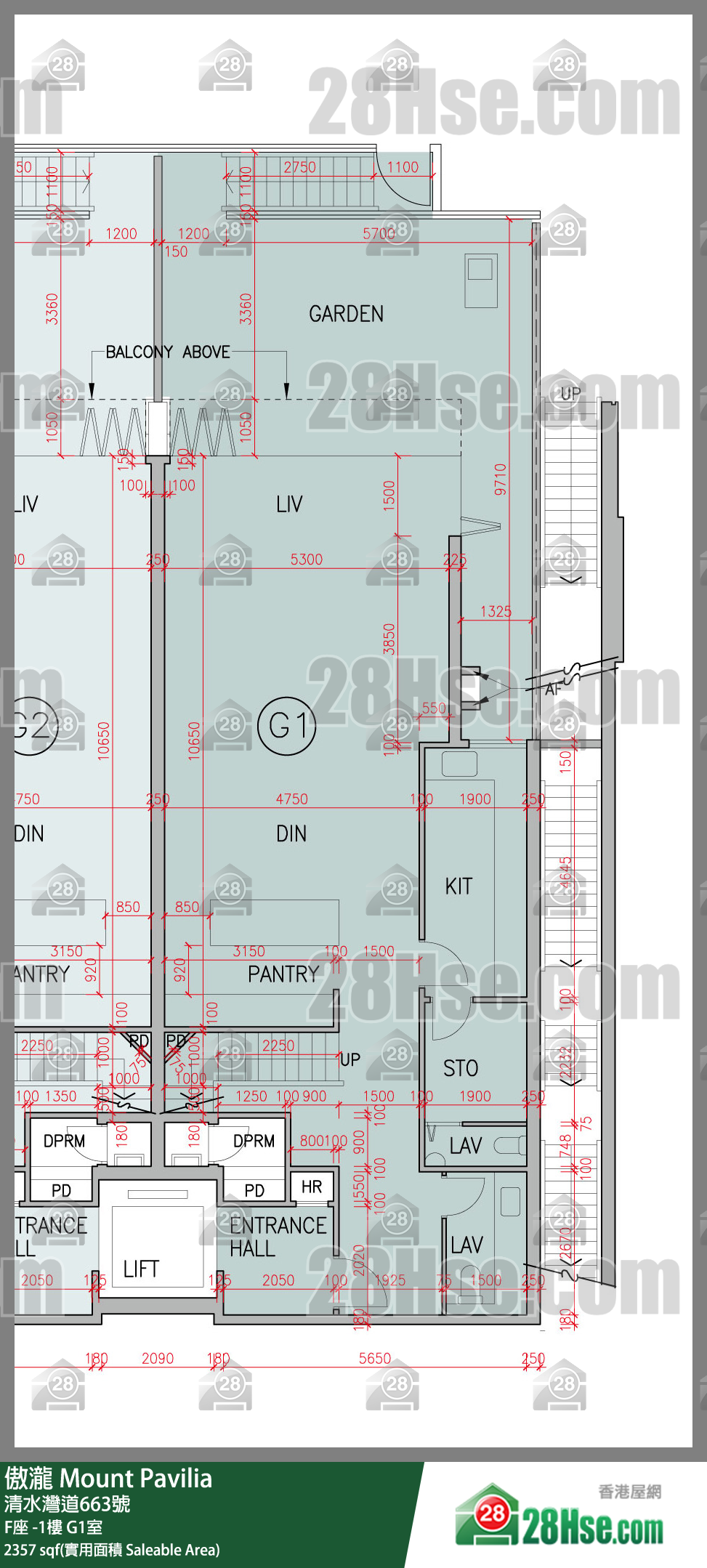 傲瀧 F座LG樓 G1室 平面圖