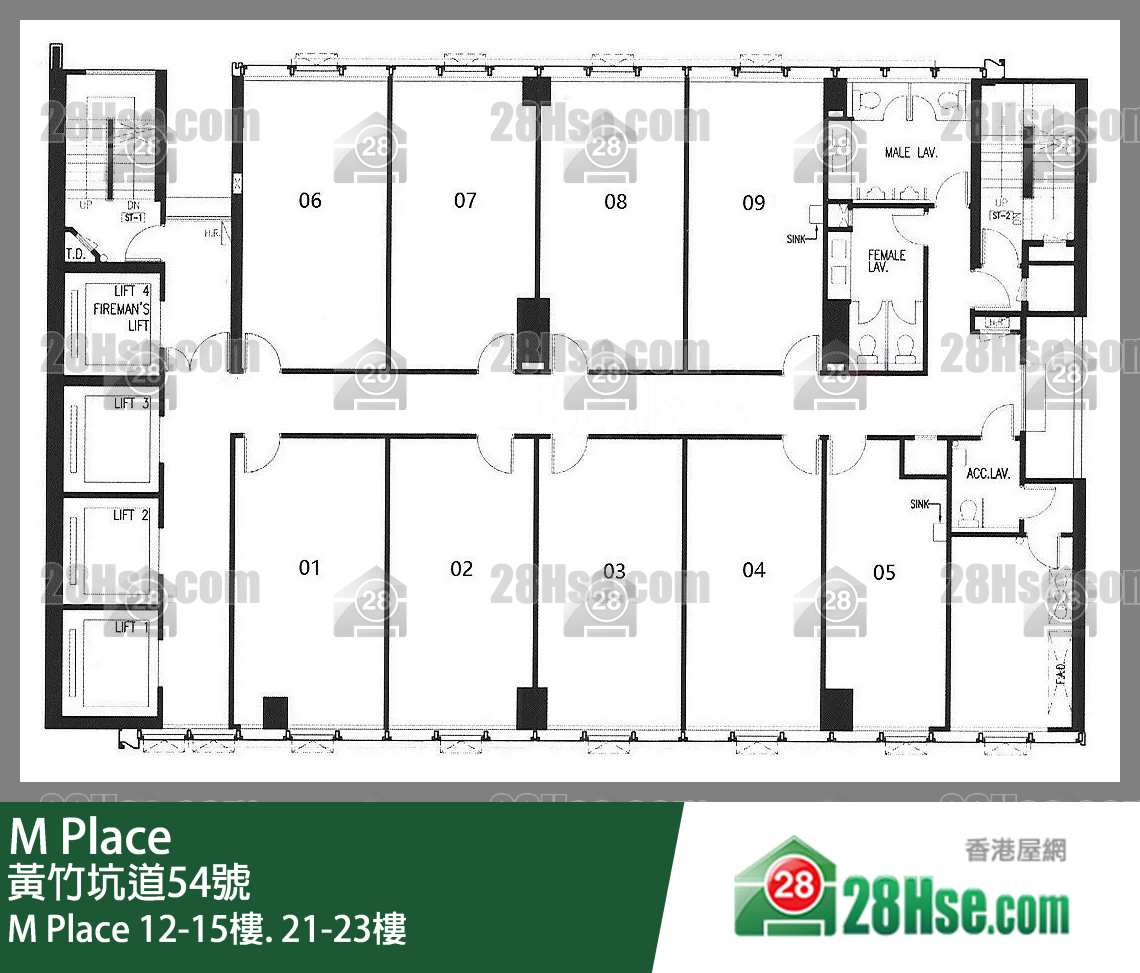 M Place 12-15楼. 21-23楼 平面图