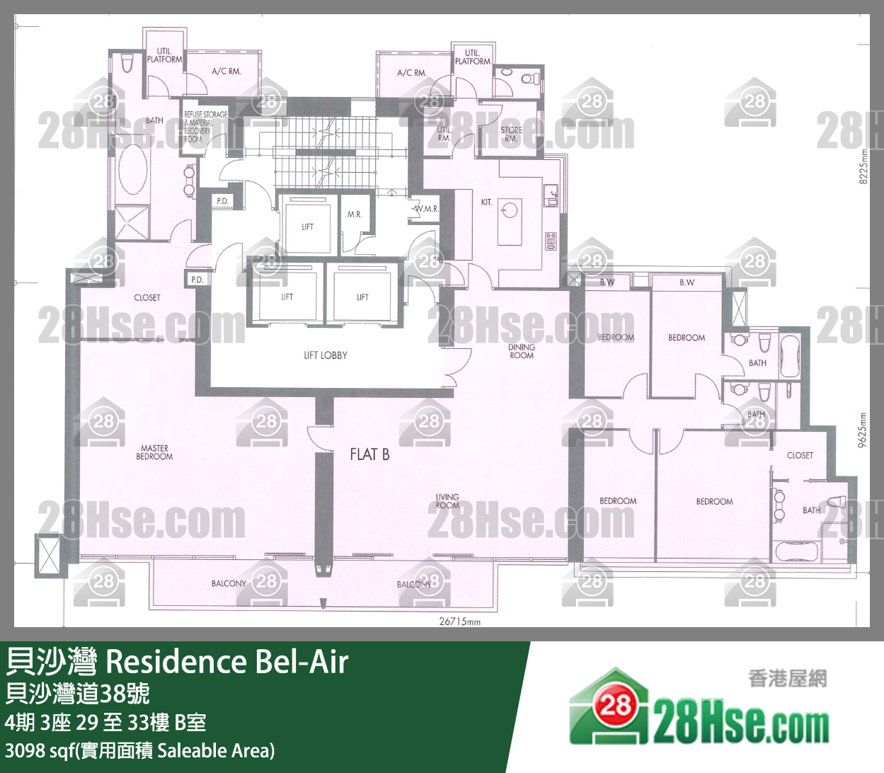 貝沙灣 4期3座31樓 B室 平面圖