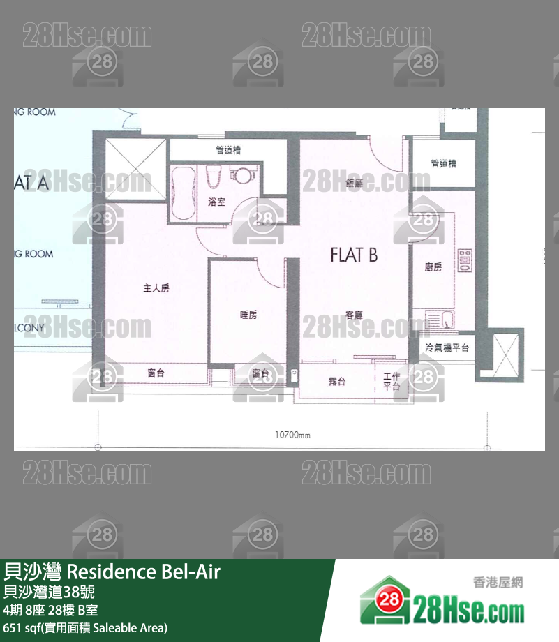 貝沙灣 4期 8座 28樓 B室 平面圖