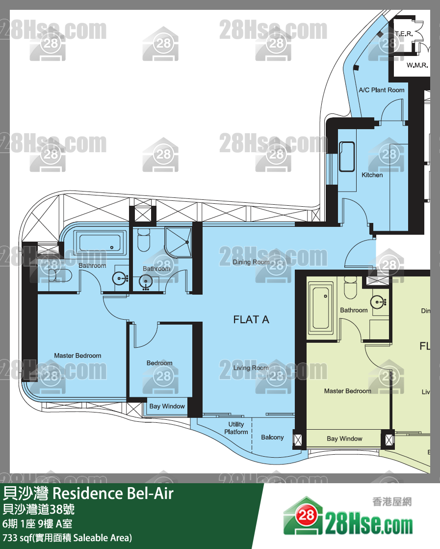 貝沙灣 6期 1座 9樓 A室 平面圖