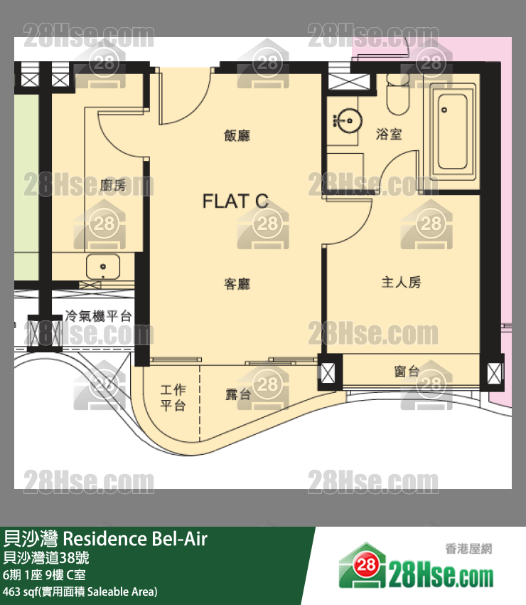 貝沙灣 6期 1座 9樓 C室 平面圖