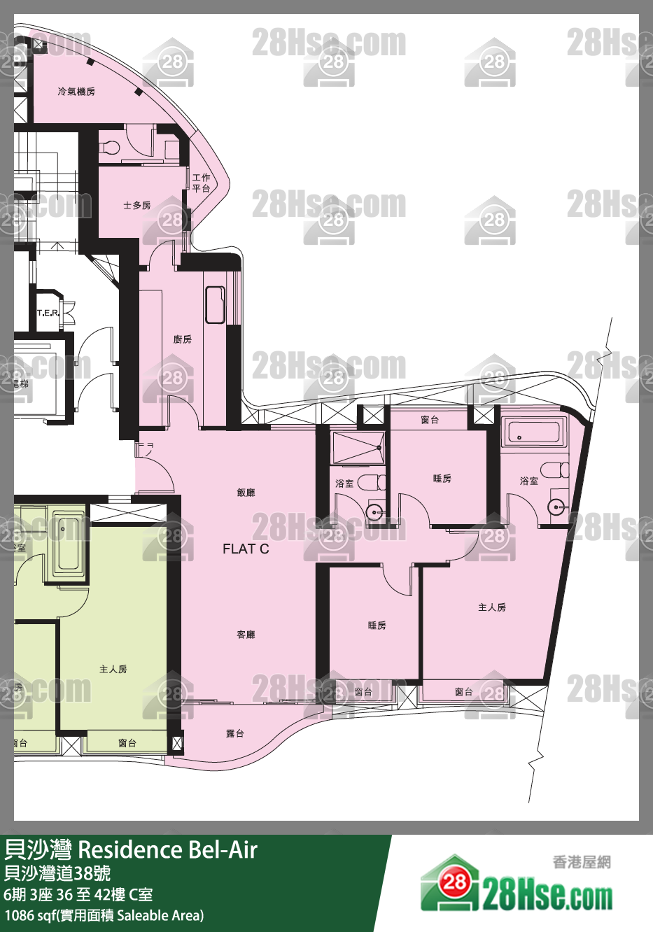 貝沙灣 6期3座40樓 C室 平面圖