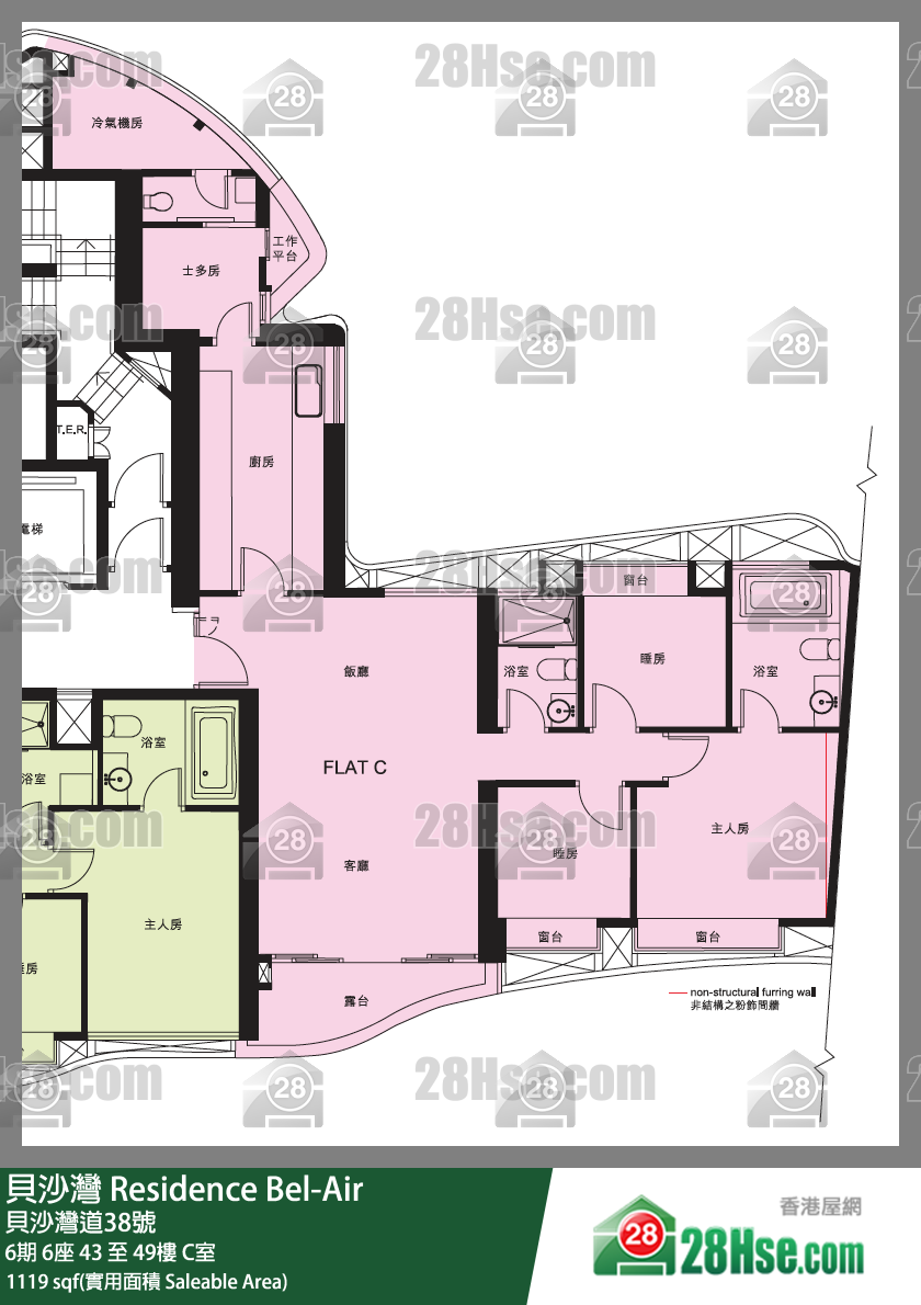 貝沙灣 6期6座47樓 C室 平面圖