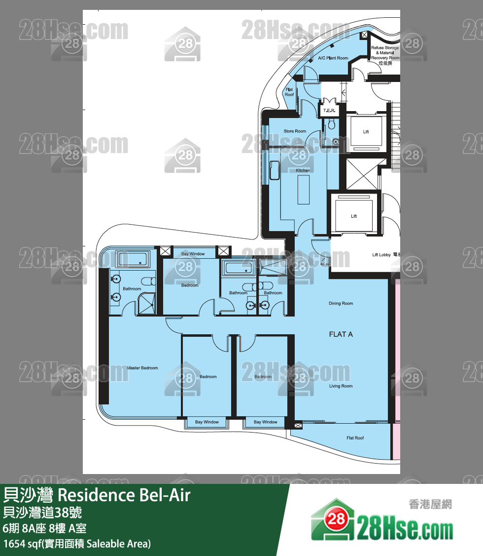貝沙灣 6期8A座8樓 A室 平面圖