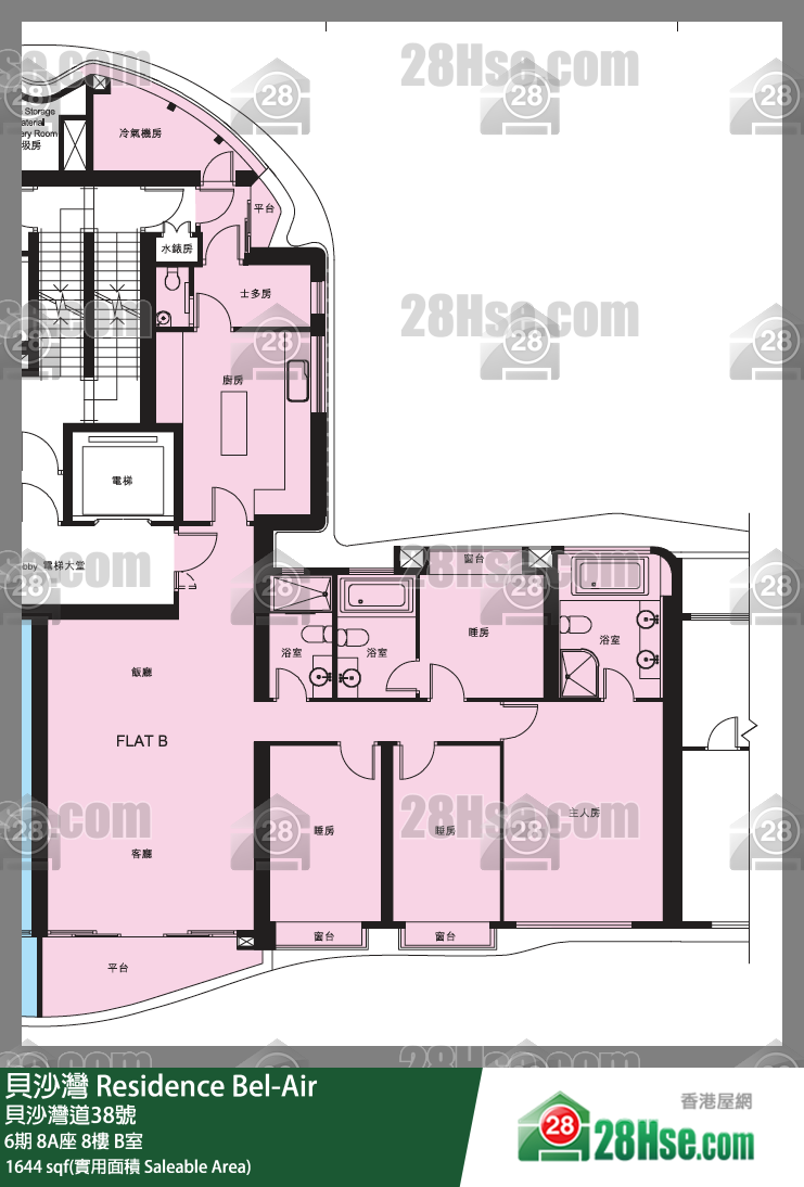 貝沙灣 6期8A座8樓 B室 平面圖