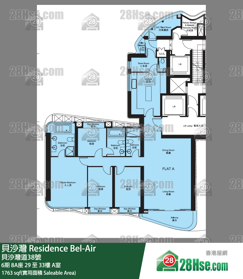 貝沙灣 6期 8A座 31樓 A室 平面圖