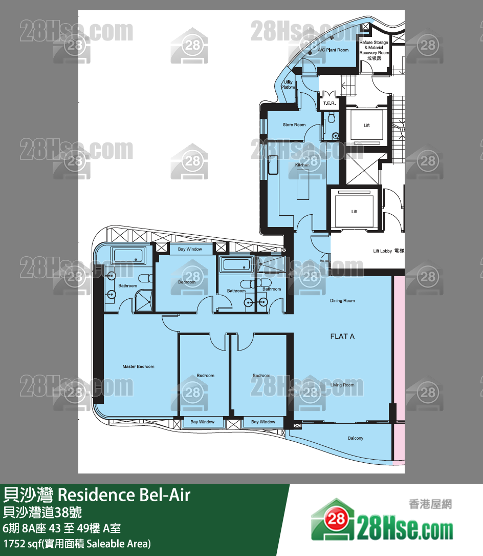 貝沙灣 6期8A座47樓 A室 平面圖