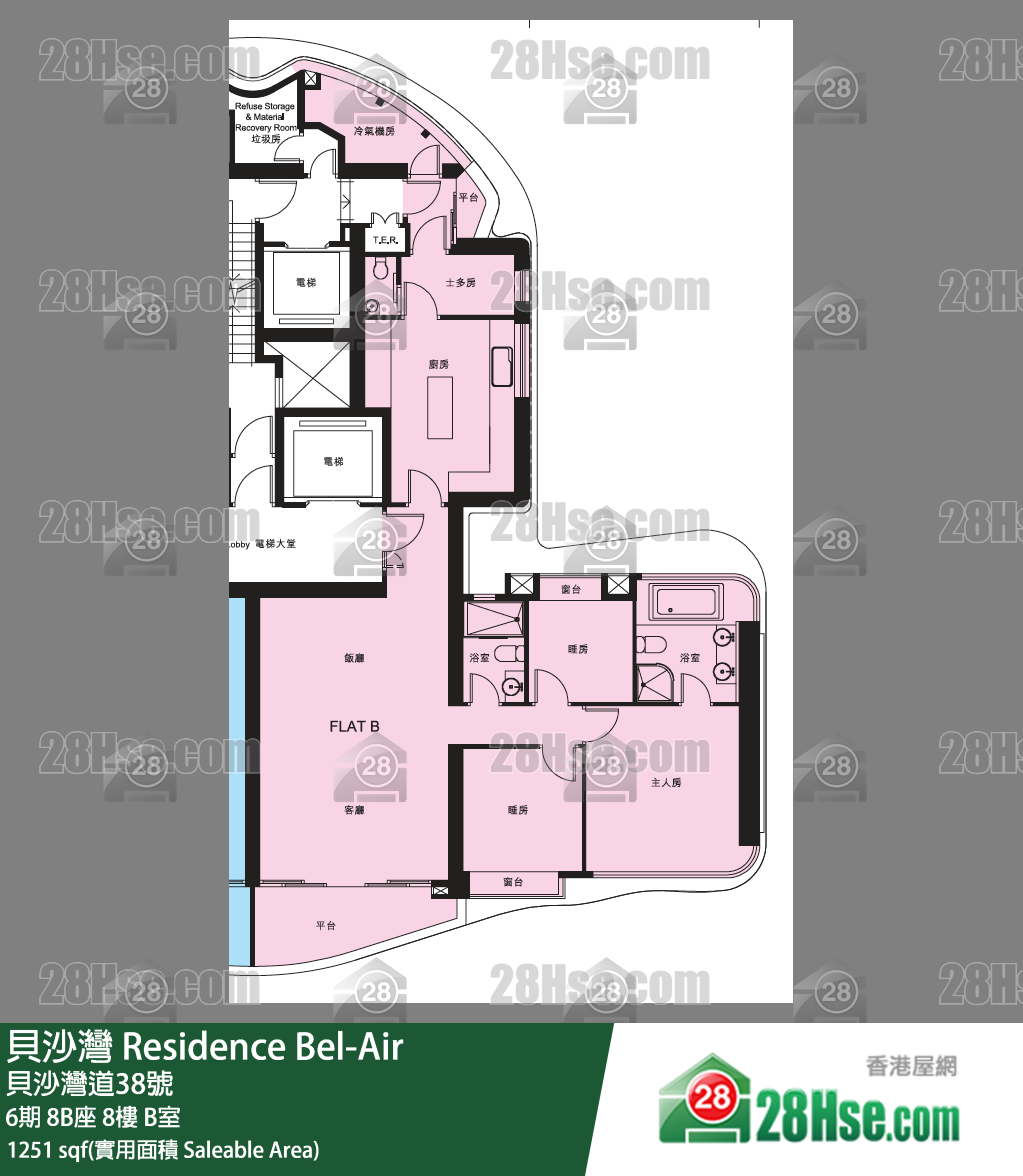 貝沙灣 6期8B座8樓 B室 平面圖