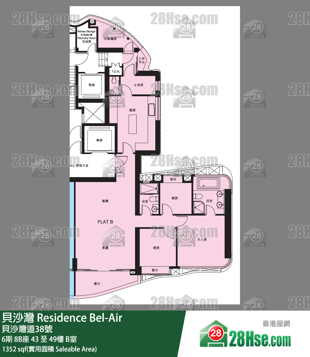 貝沙灣 6期8B座43樓 B室 平面圖