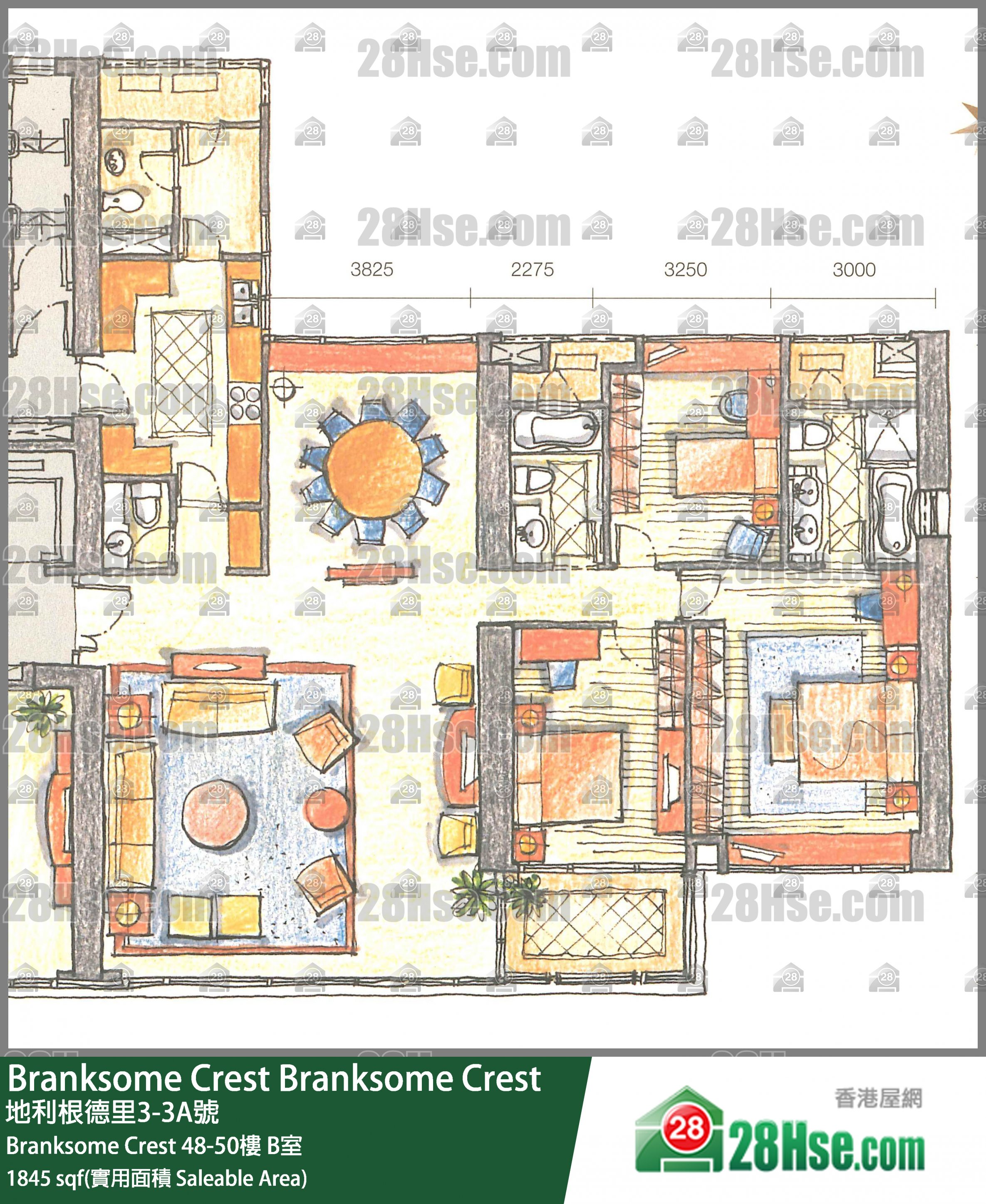 Branksome Crest Branksome Crest50樓 B室 平面圖