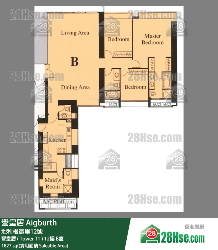 譽皇居 譽皇居 ( Tower T1 )12樓 B室 平面圖