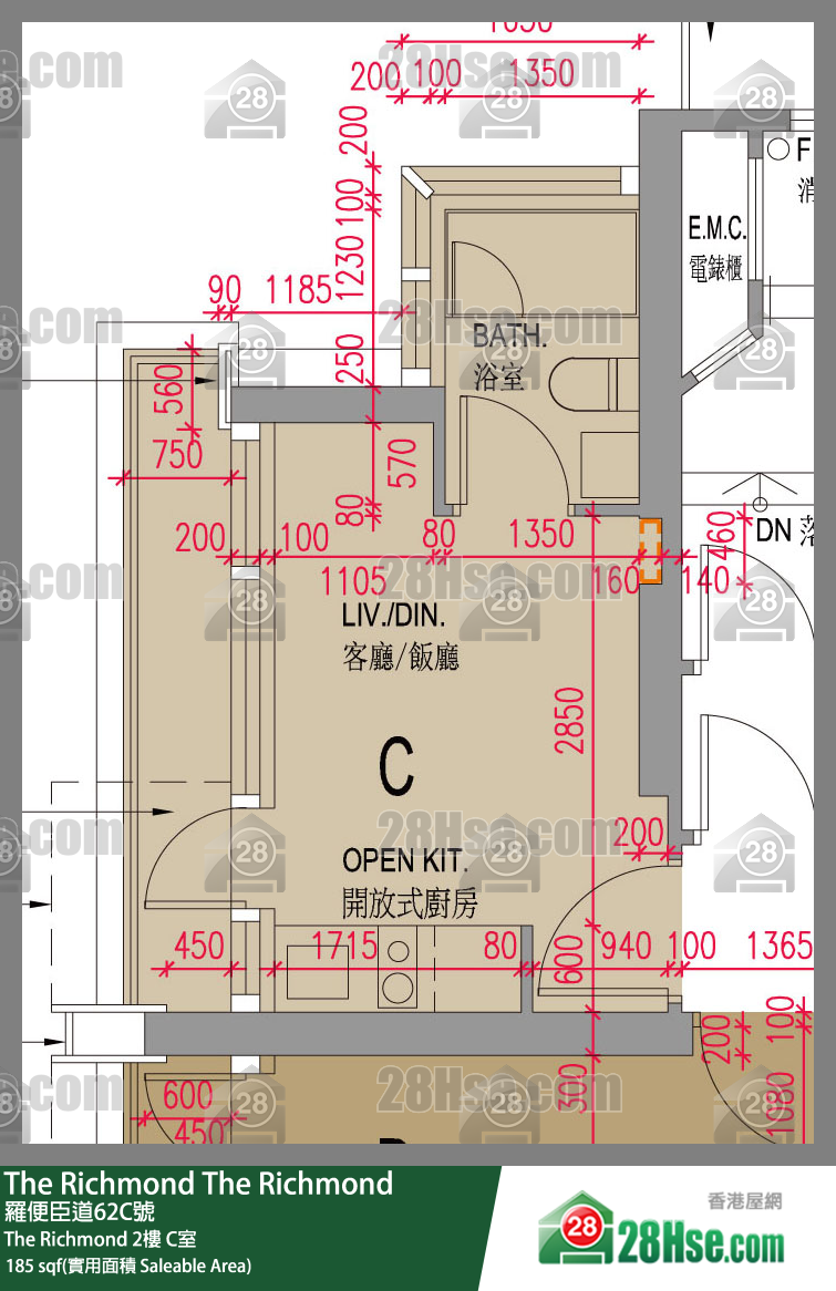 The Richmond The Richmond 2楼 C室 平面图