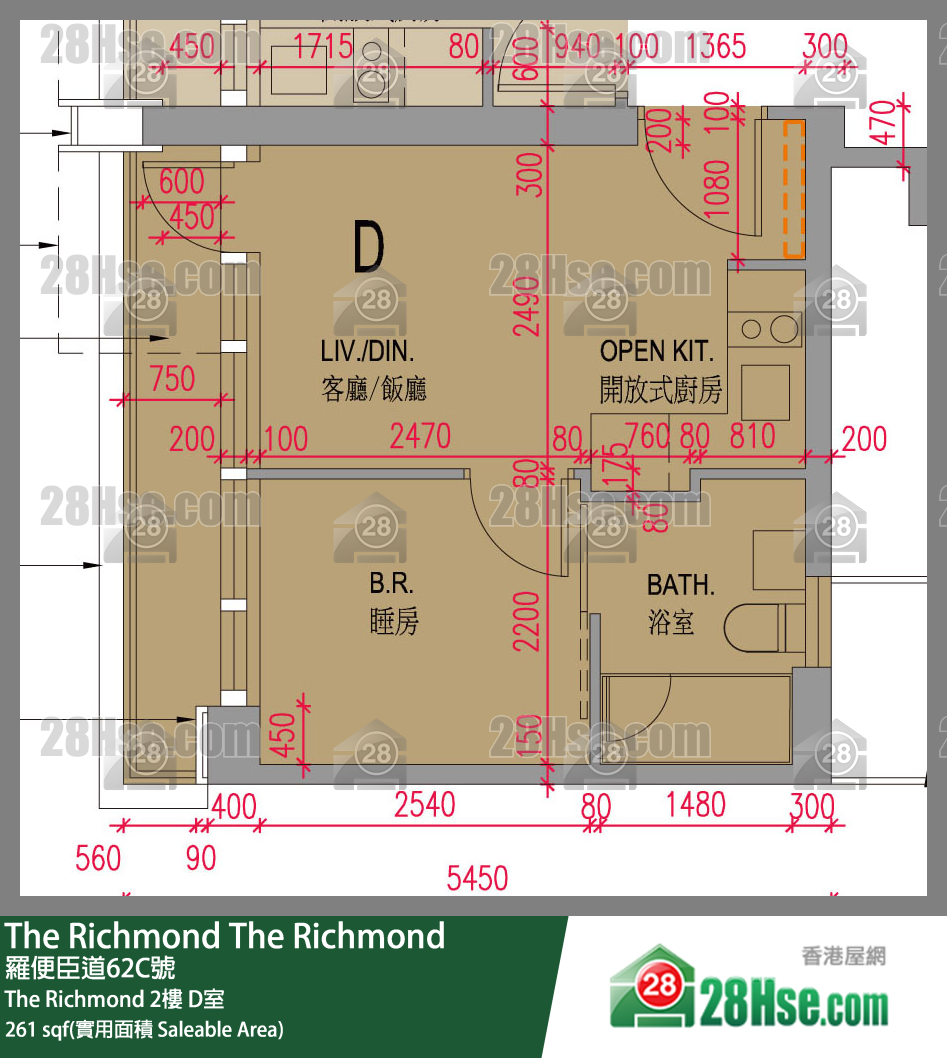 The Richmond The Richmond 2楼 D室 平面图