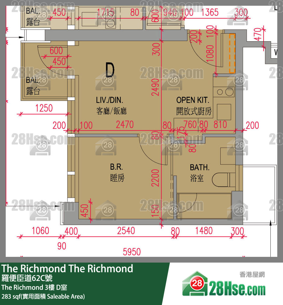 The Richmond The Richmond 3楼 D室 平面图