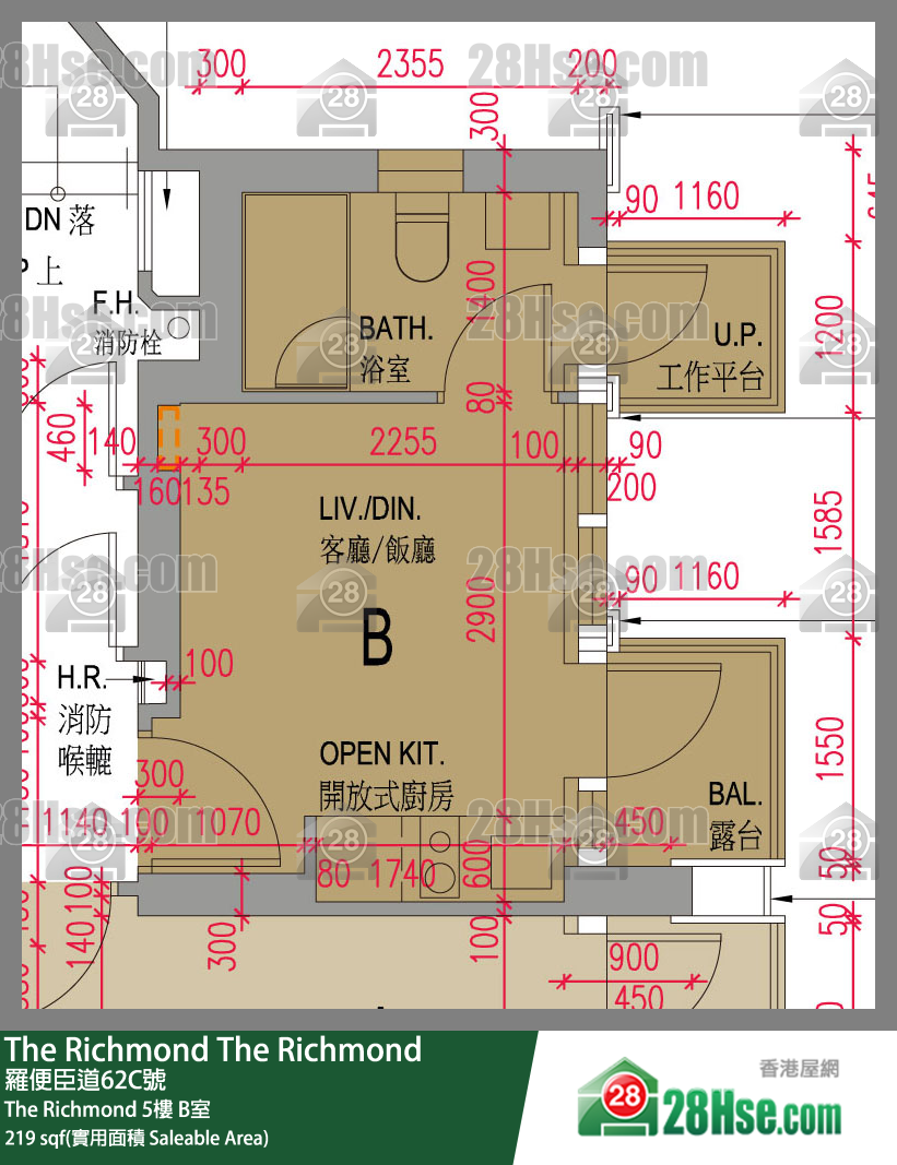 The Richmond The Richmond 5楼 B室 平面图