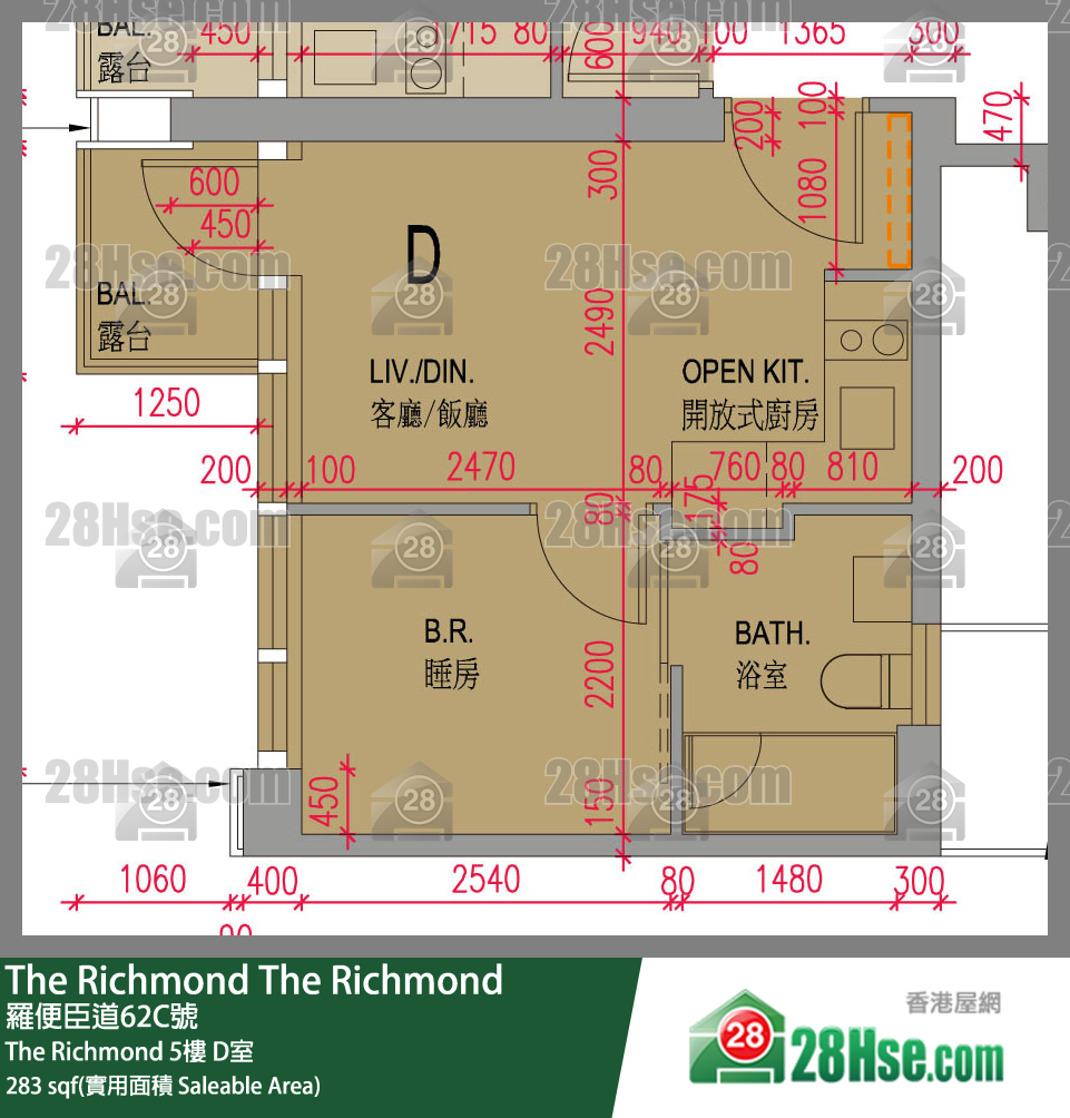 The Richmond The Richmond 5楼 D室 平面图