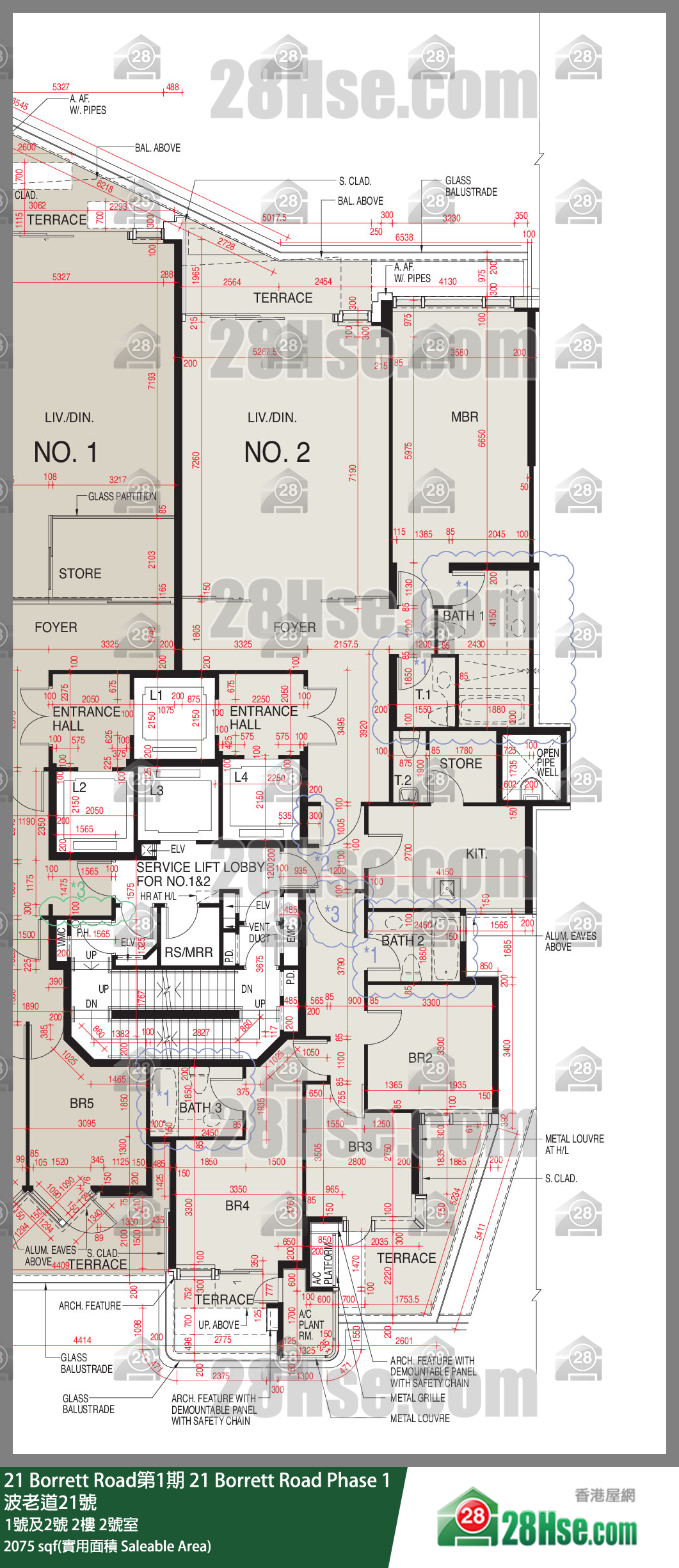 21 Borrett Road 1期 1期1號及2號2樓 2號室 平面圖