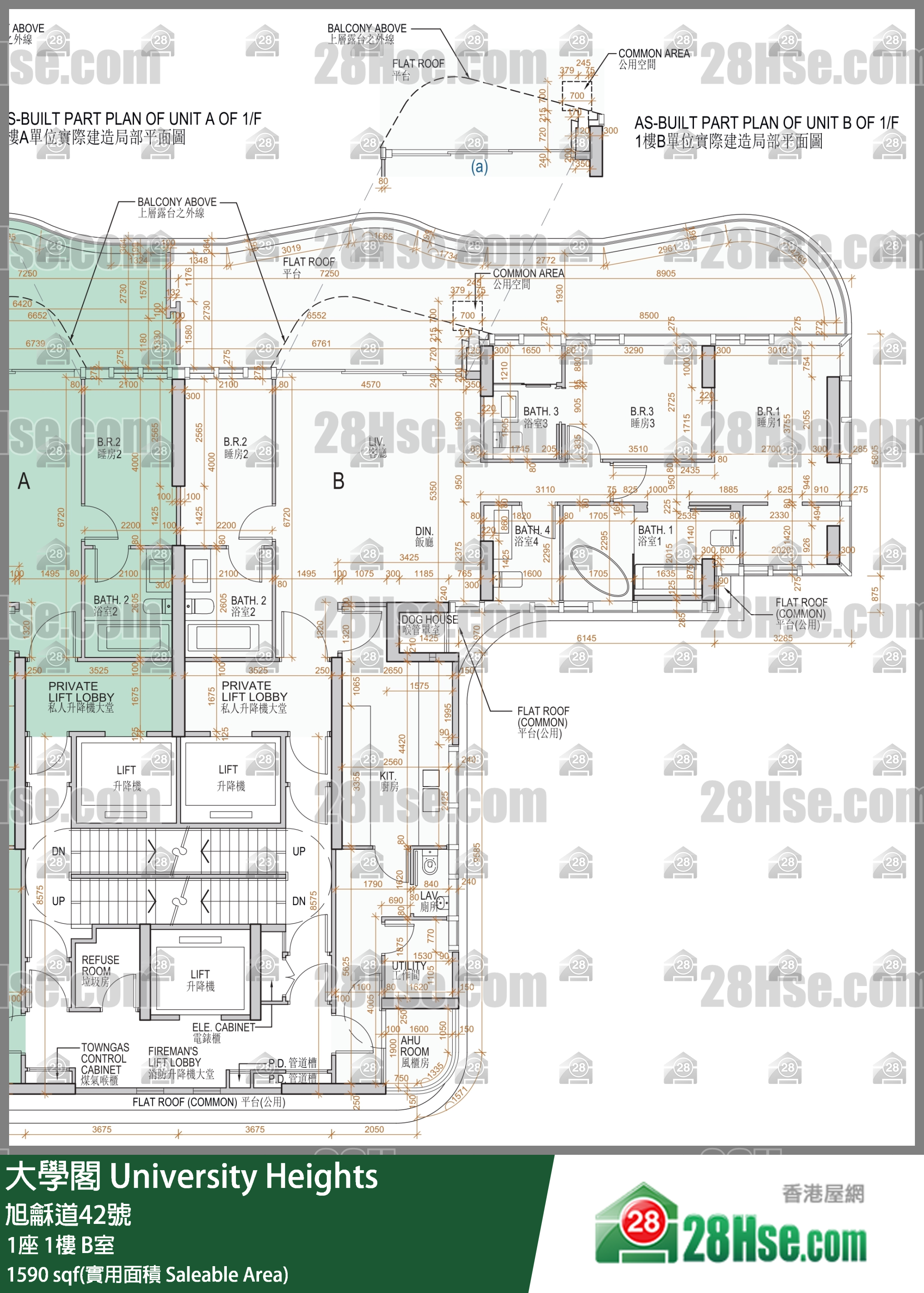 大學閣 1座 1樓 B室 平面圖