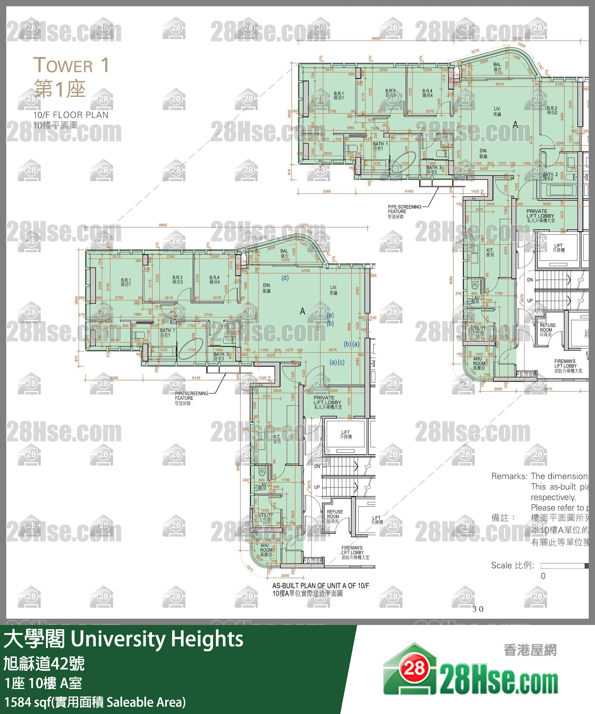 大學閣 1座 10樓 A室 平面圖