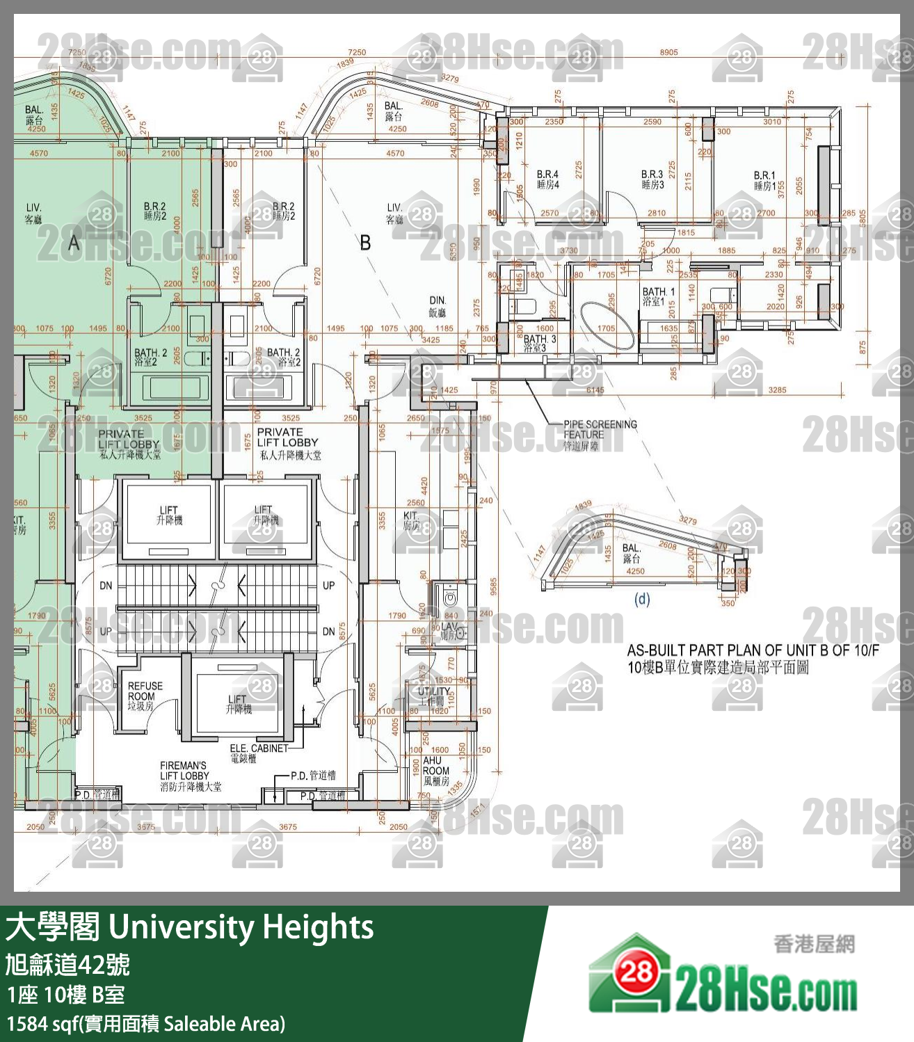 大學閣 1座 10樓 B室 平面圖