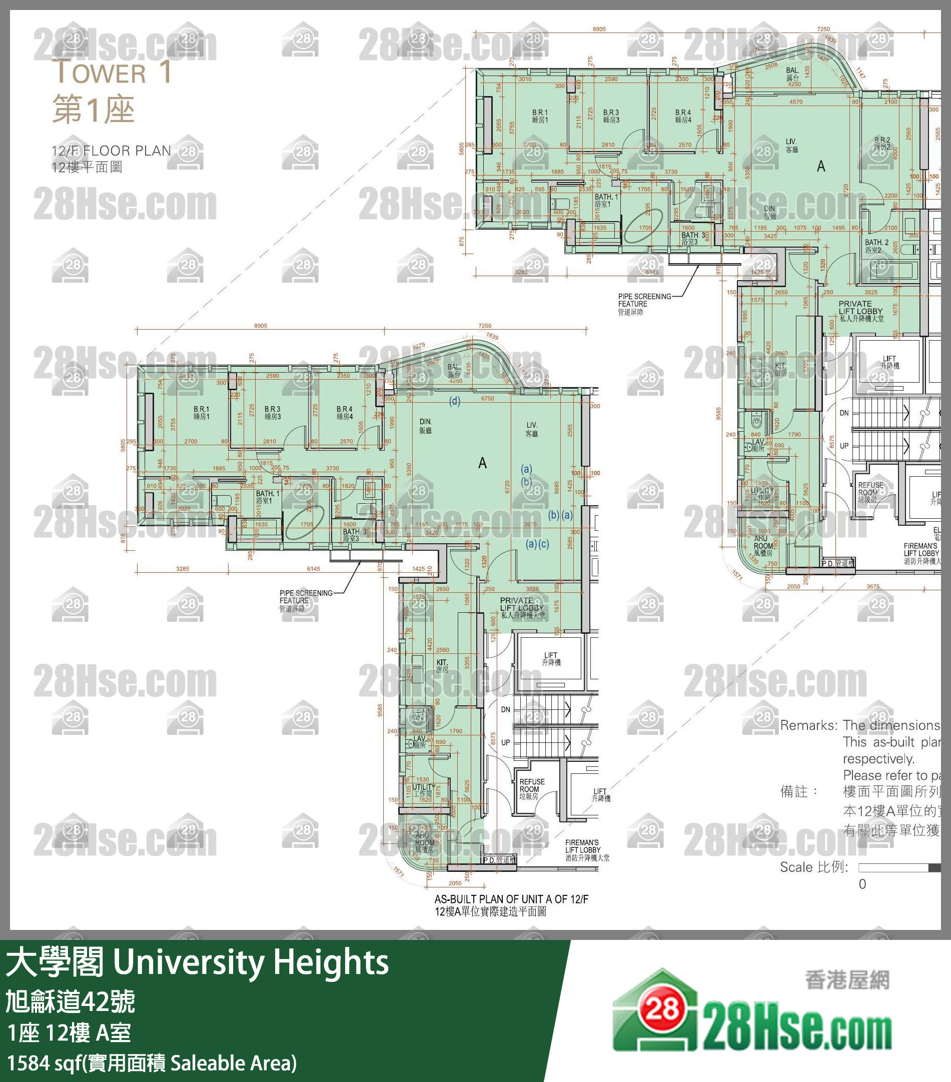 大學閣 1座 12樓 A室 平面圖