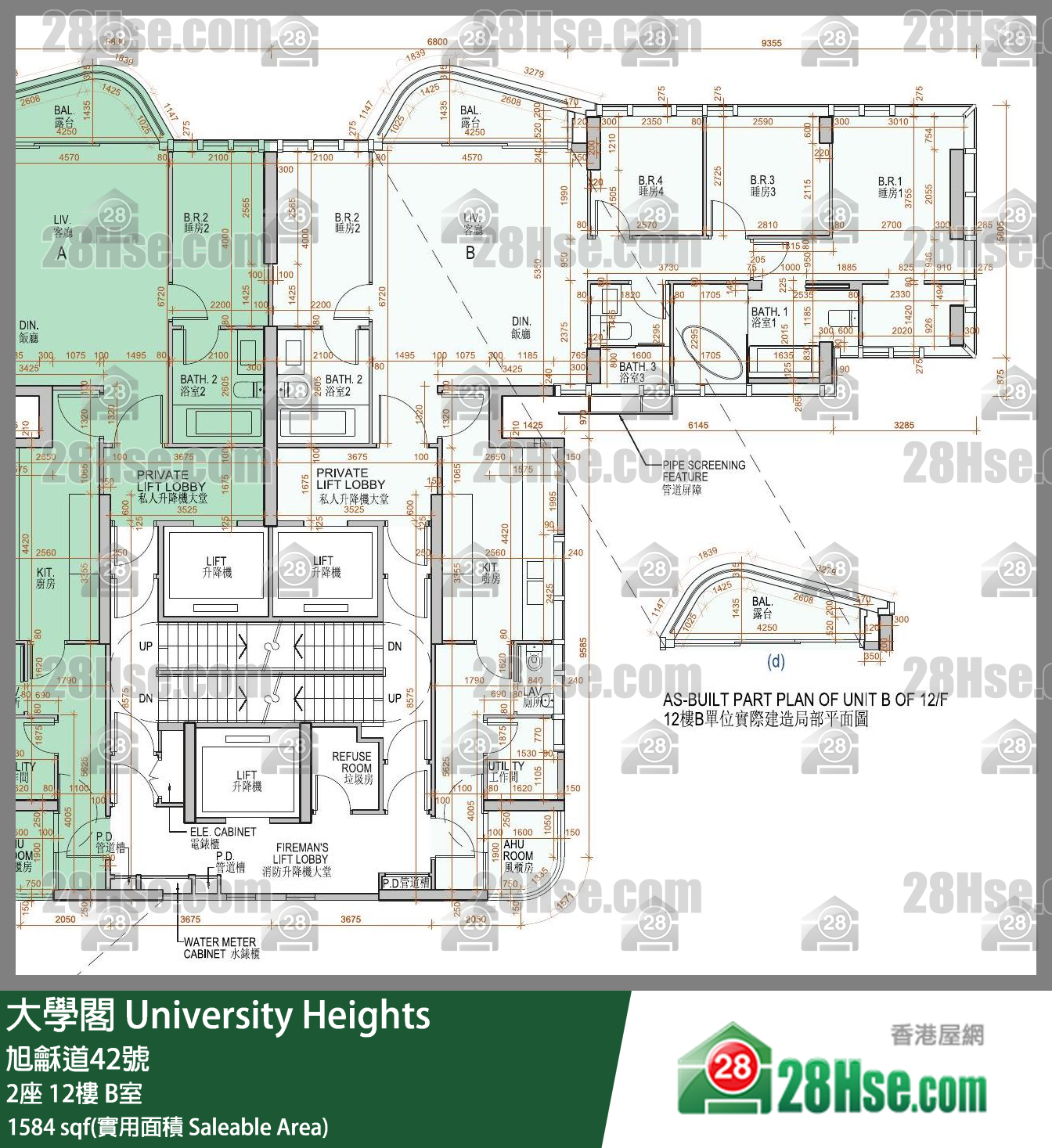 大學閣 2座 12樓 B室 平面圖
