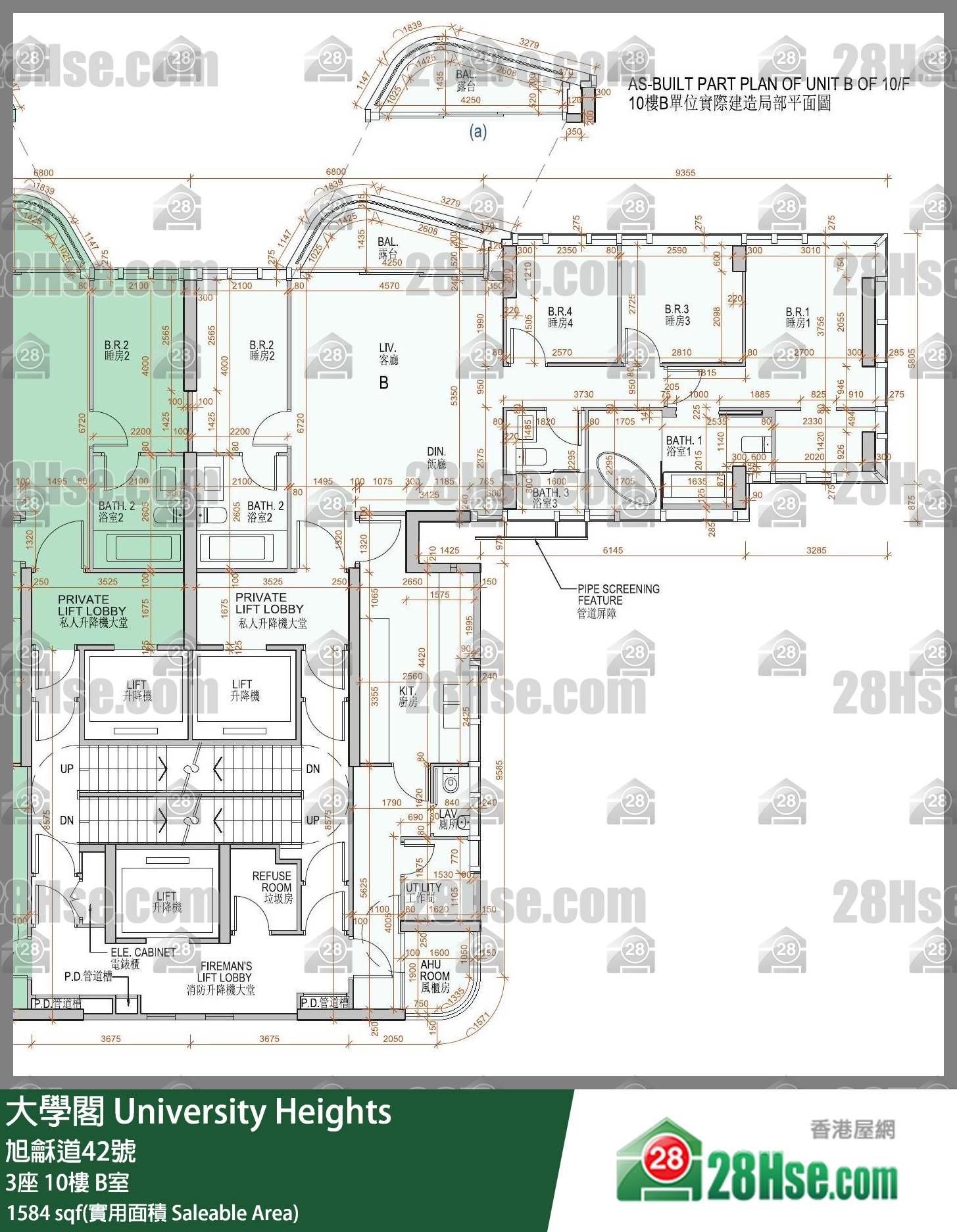 大學閣 3座10樓 B室 平面圖