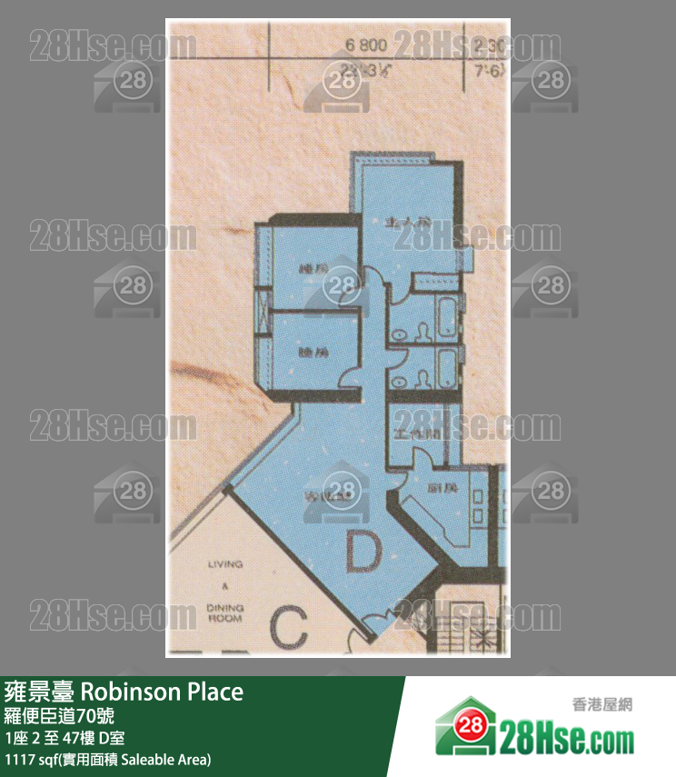 雍景臺 1座 42樓 D室 平面圖