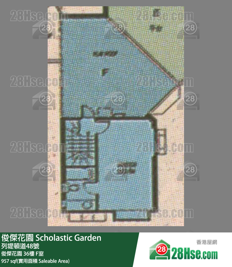 俊傑花園 俊傑花園36樓 F室 平面圖