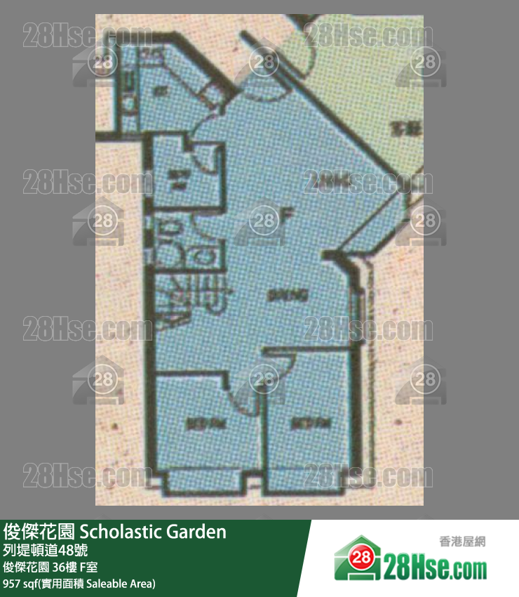 俊傑花園 俊傑花園36樓 F室 平面圖