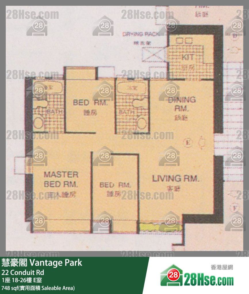 慧豪閣 1座26樓 E室 平面圖