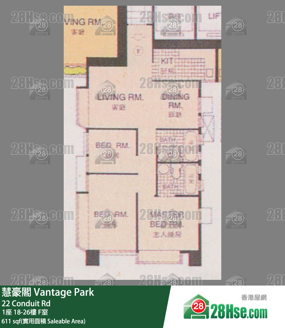 慧豪閣 1座21樓 F室 平面圖