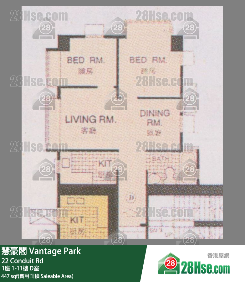 慧豪閣 1座 10樓 D室 平面圖