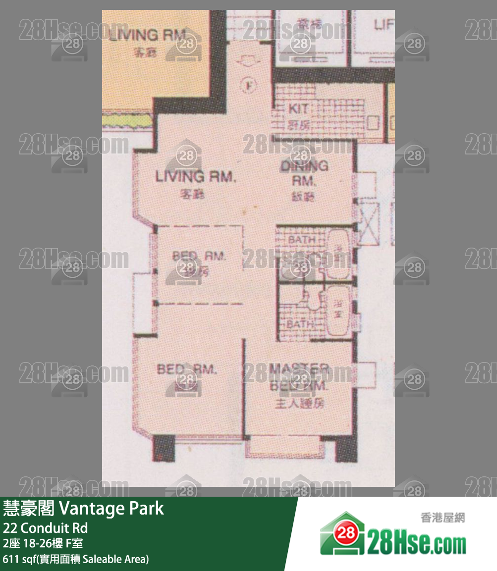 慧豪閣 2座 18樓 F室 平面圖