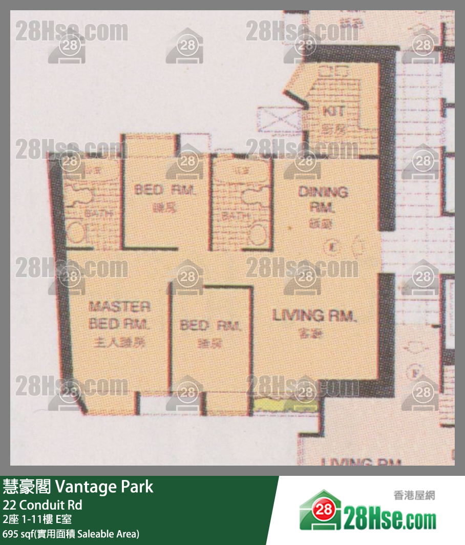 慧豪閣 2座5樓 E室 平面圖