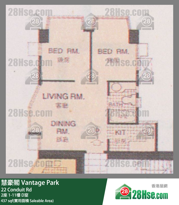 慧豪閣 2座 9樓 D室 平面圖