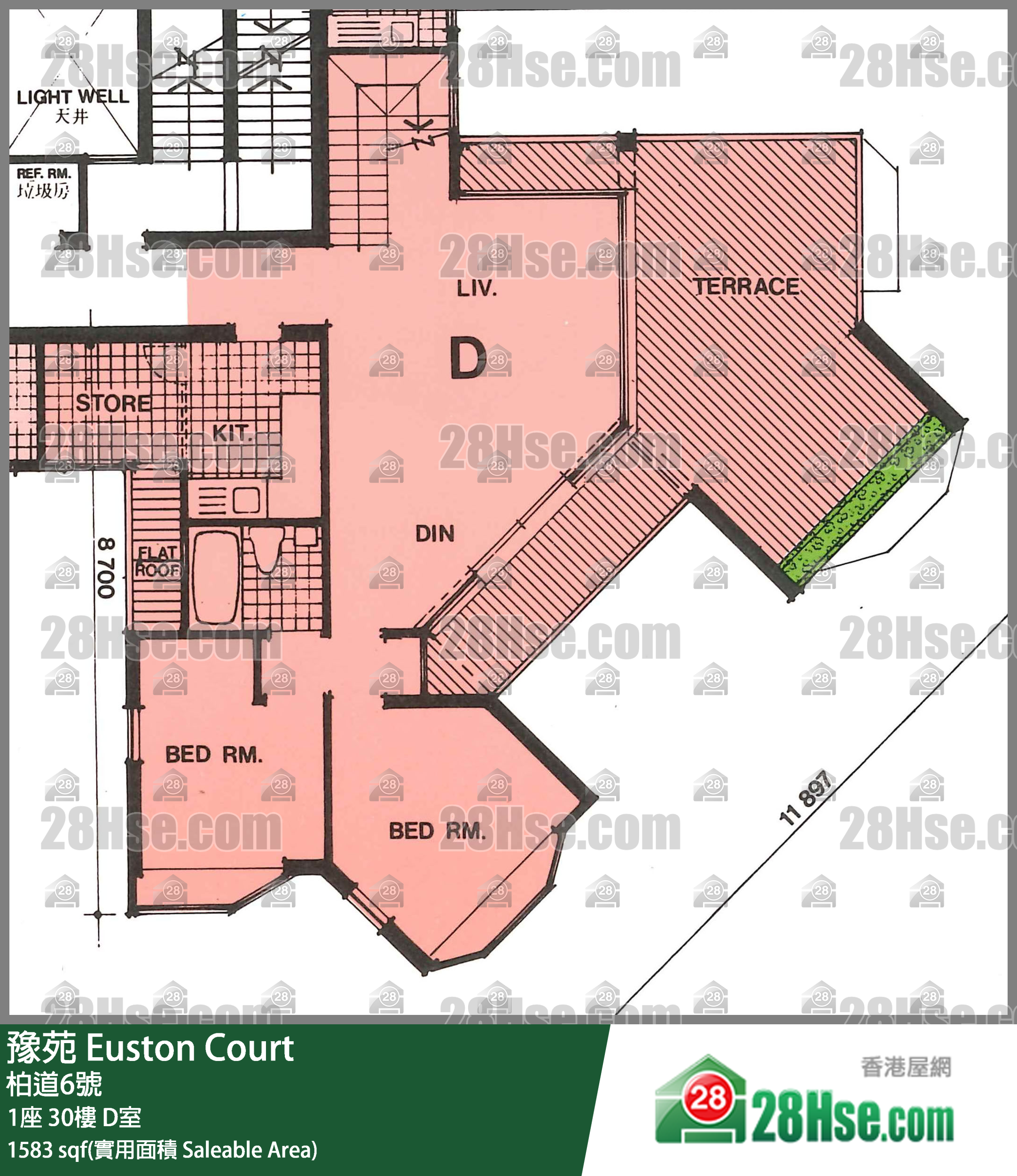 豫苑 1座30樓 D室 平面圖