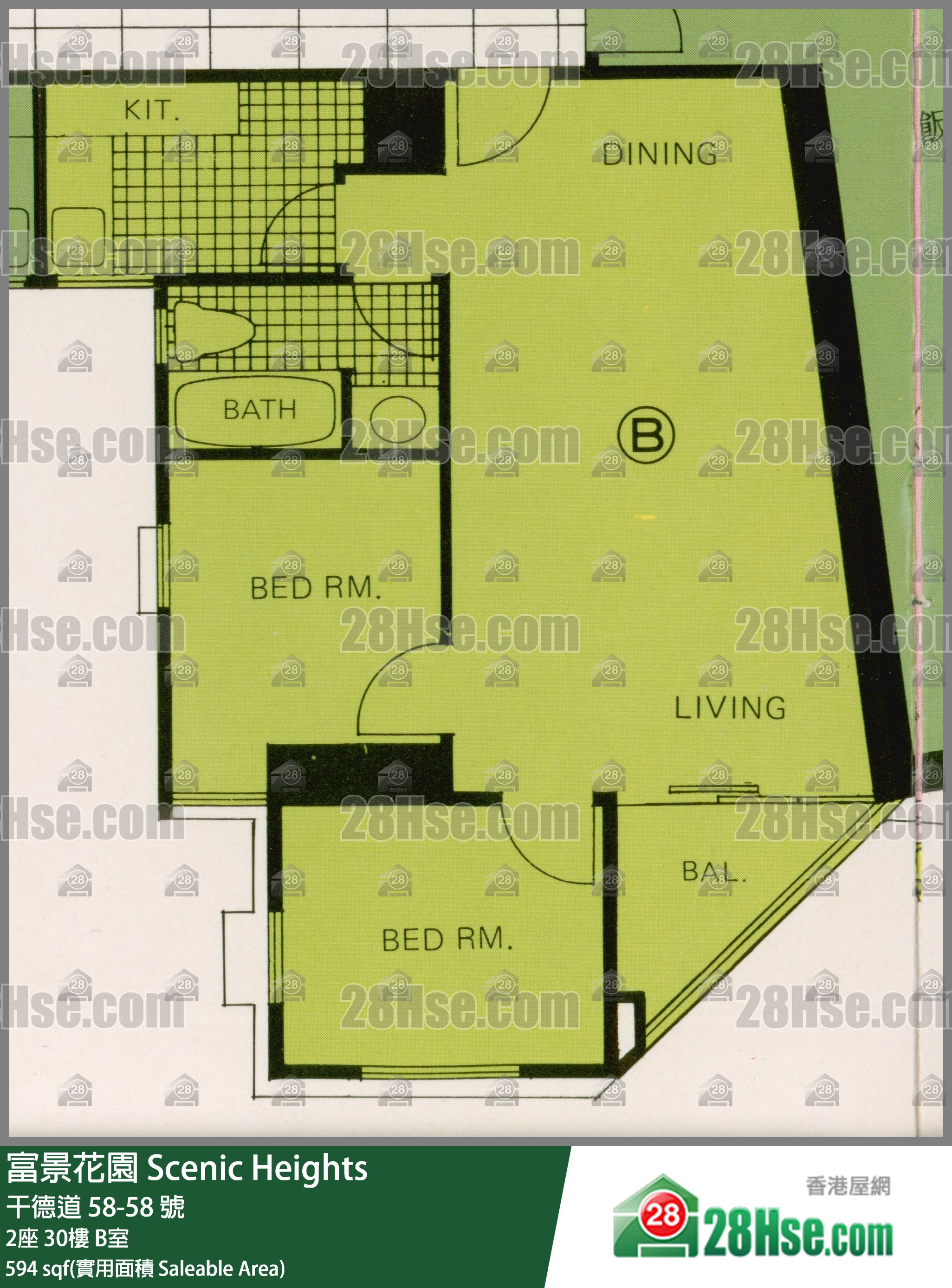 富景花园 2座 30楼 B室 平面图