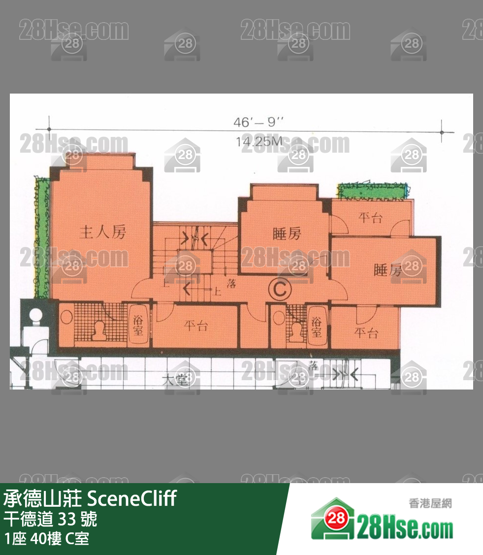 承德山庄 1座40楼 C室 平面图