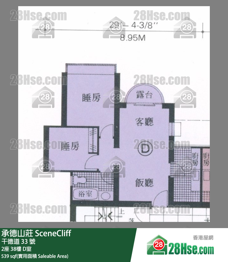 承德山庄 2座 38楼 D室 平面图