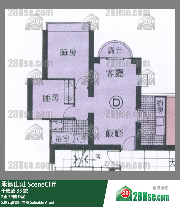 承德山庄 2座39楼 D室 平面图