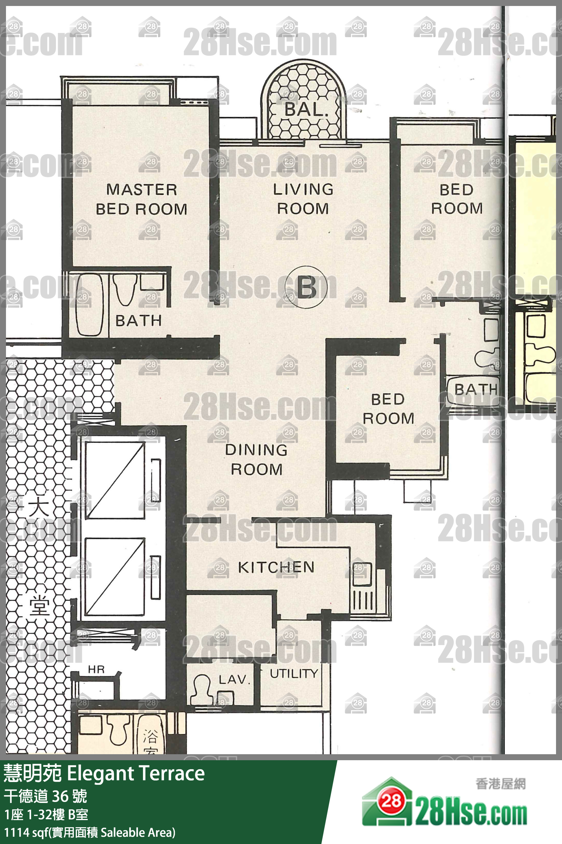 慧明苑 1座8樓 B室 平面圖