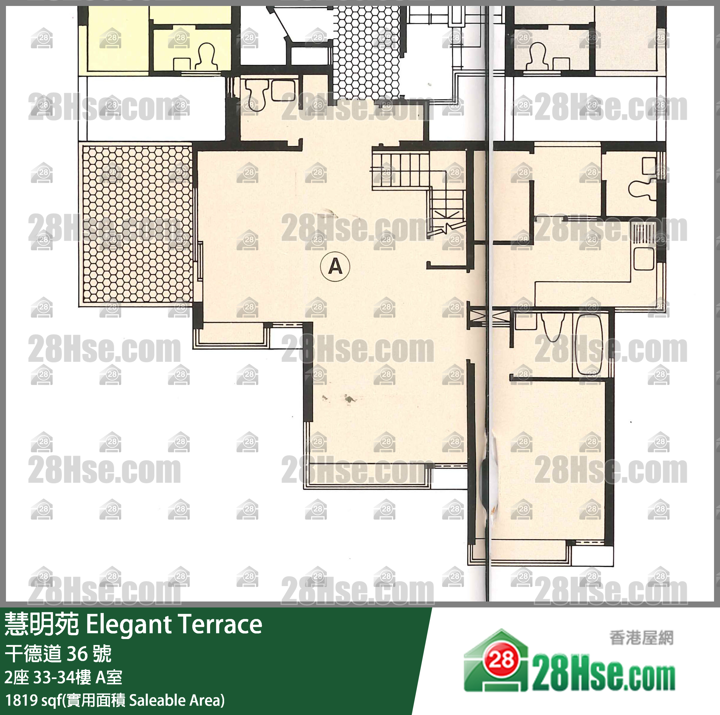 慧明苑 2座34樓 A室 平面圖