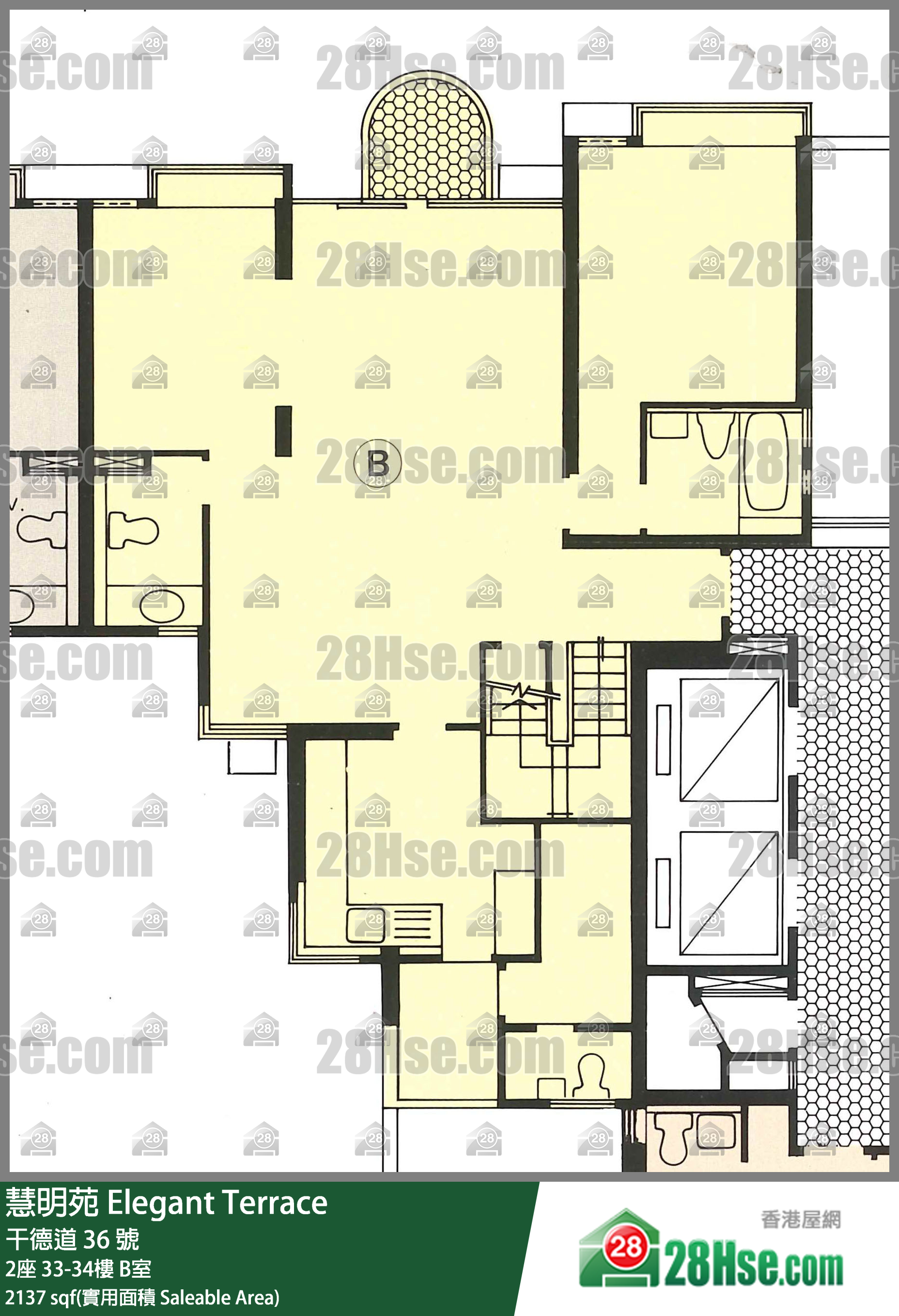 慧明苑 2座34樓 B室 平面圖