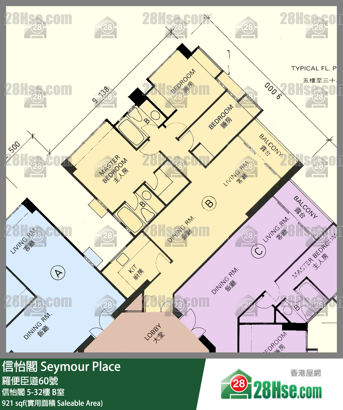 Seymour Place,  Flat B, 32/f, Seymour Place FloorPlan